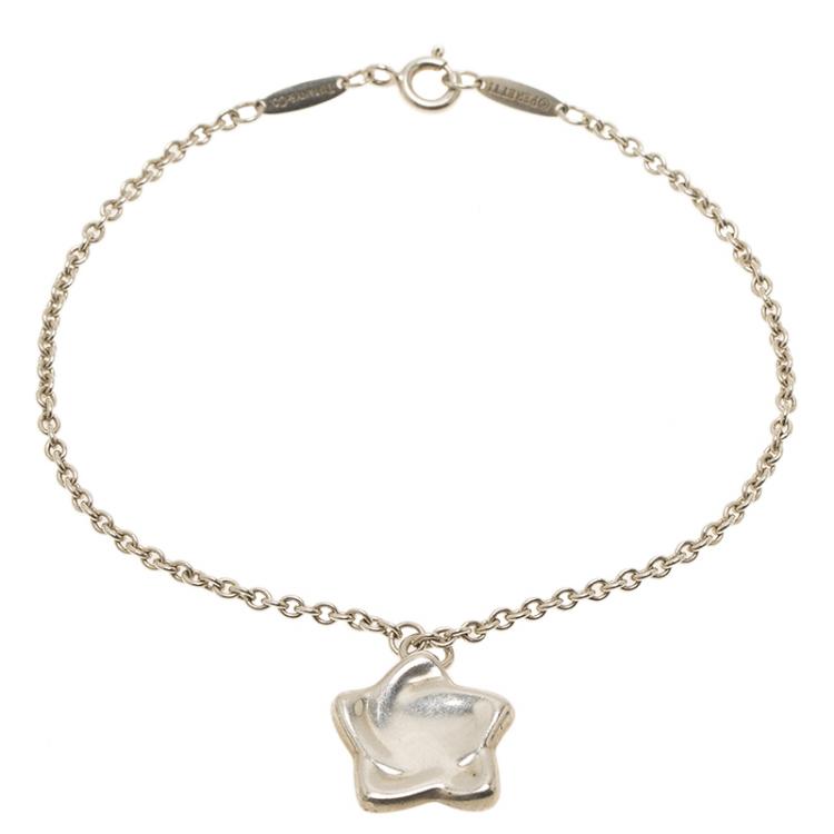 Pre Owned Tiffany & Co. Elsa Peretti Star Charm Silver Bracelet