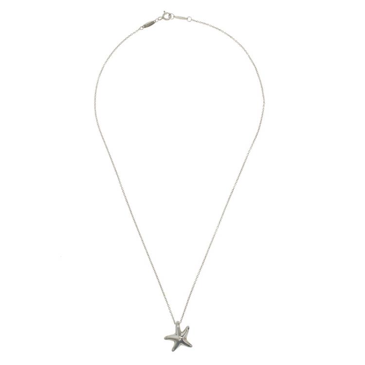 Pre Owned Tiffany & Co. Elsa Peretti Starfish Silver Pendant Necklace