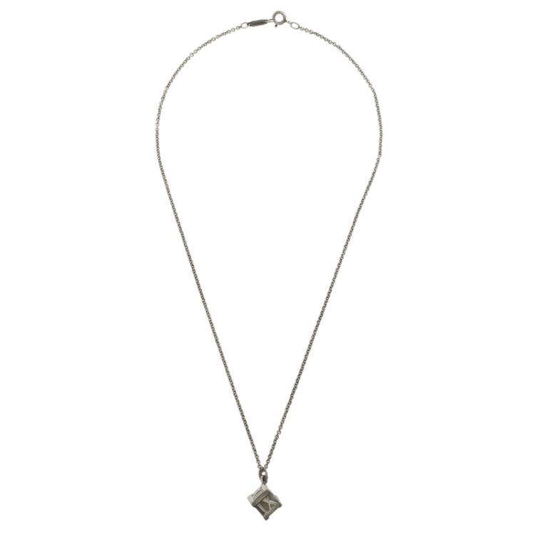 Pre Owned Tiffany & Co. Atlas Silver Cube Pendant Necklace