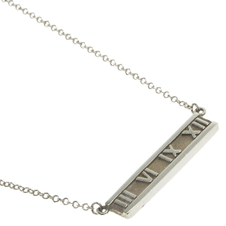Pre Owned Tiffany & Co. Atlas Silver Bar Pendant Necklace