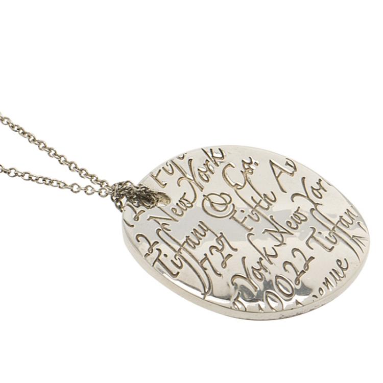 Pre Owned Tiffany & Co. Tiffany Notes Round Silver Pendant Necklace