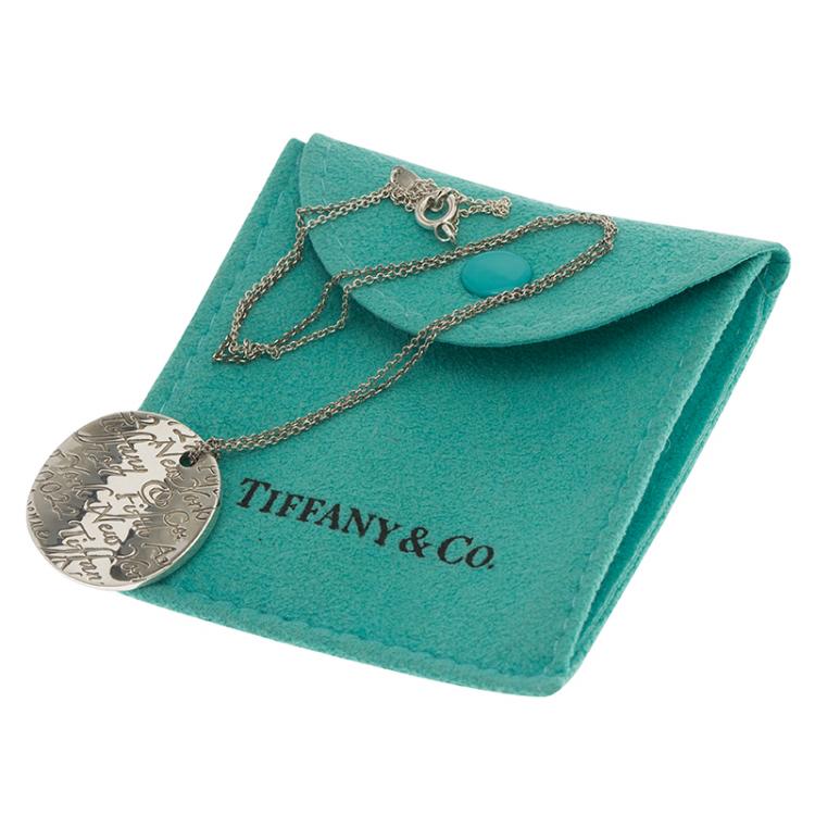 Pre Owned Tiffany & Co. Tiffany Notes Round Silver Pendant Necklace