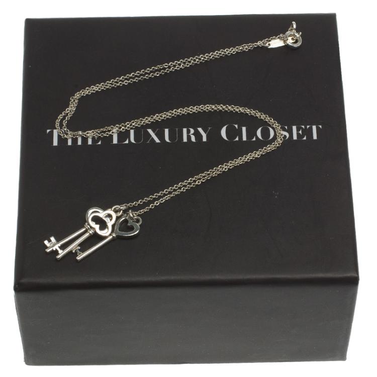 Pre Owned Tiffany & Co. Three Key Silver Pendant Necklace