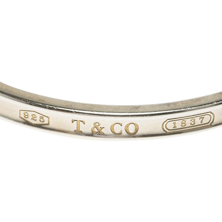 Pre Owned Tiffany & Co. 1837 Narrow Silver Open Cuff Bracelet Size 15CM