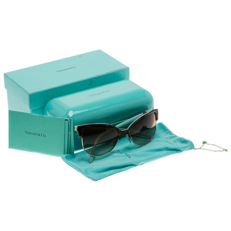 مملوكة مسبقًا Tiffany & Co. Tortoise Frame Locks Cat Eye Havana Sunglasses