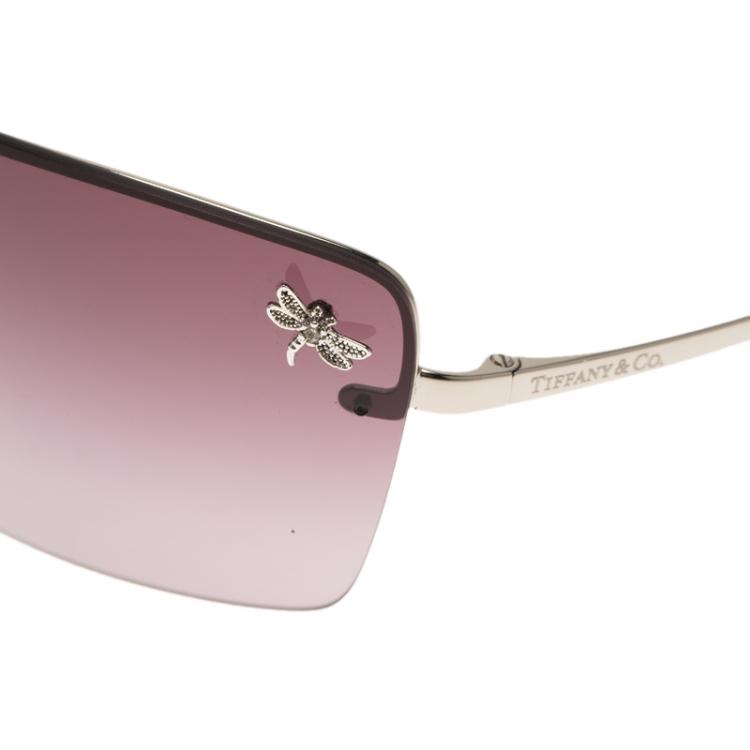 Pre Owned Tiffany & Co. TF3030-B Dragonfly Embellished Violet Shield Sunglasses