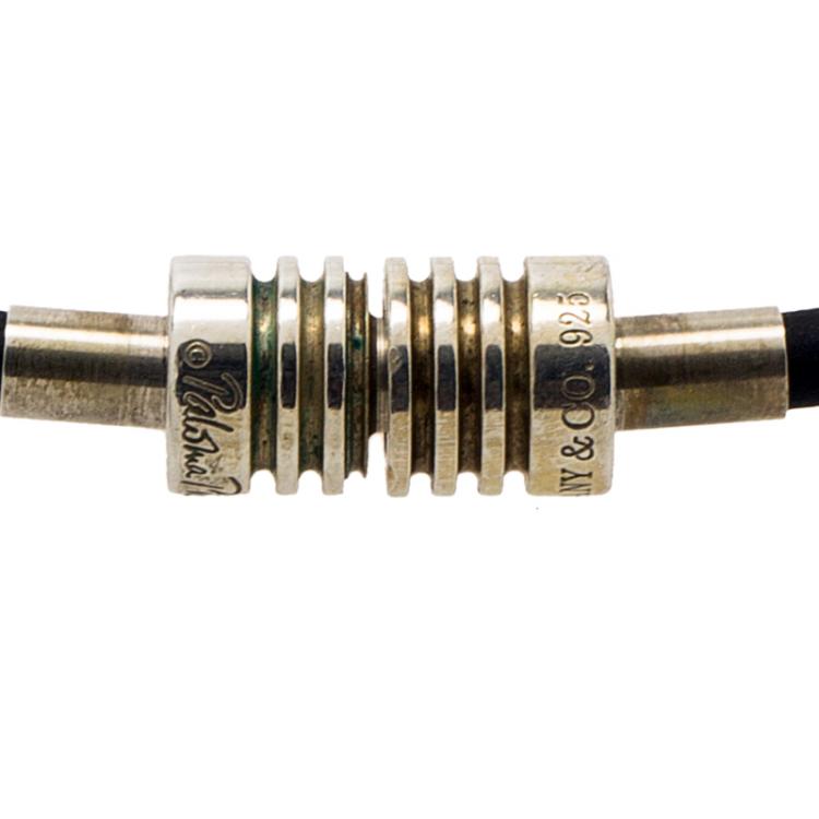 Pre Owned Tiffany & Co. Paloma Picasso Silver and Black Rubber Surfer Necklace