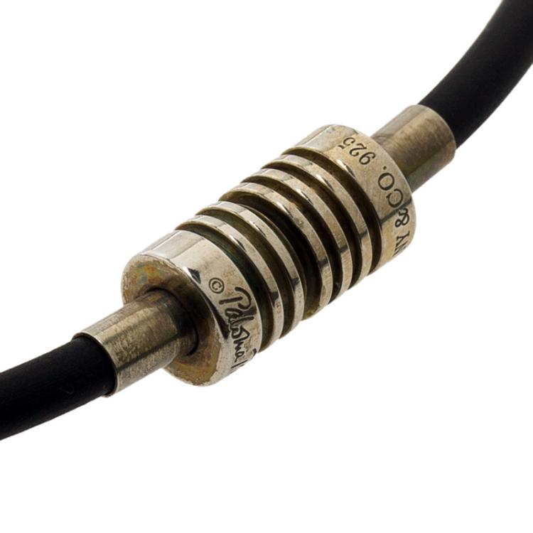 Pre Owned Tiffany & Co. Paloma Picasso Silver and Black Rubber Surfer Necklace