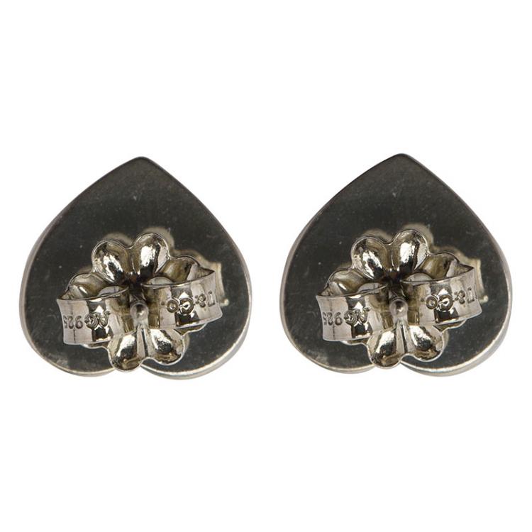 Pre Owned Tiffany & Co. Return to Tiffany Silver Mini Heart Tag Stud Earrings