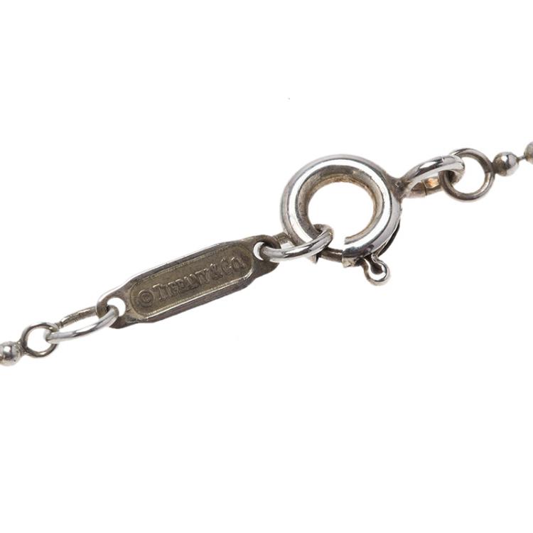 Pre Owned Tiffany & Co.Tiffany Notes Alphabet M disc charm pendant Silver Chain Necklace