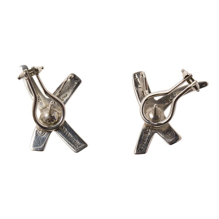 Pre Owned Tiffany & Co. Paloma Picasso X Silver Stud Pierced Clip-on Earrings