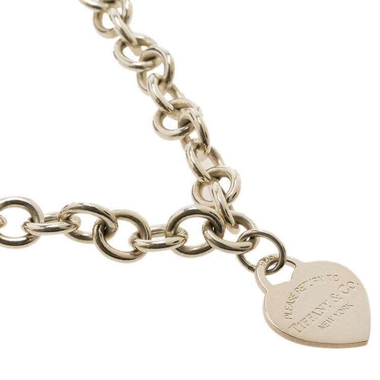 Pre Owned Tiffany & Co. Return To Tiffany Heart Tag Silver Chain Necklace