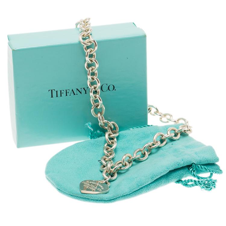 Pre Owned Tiffany & Co. Return To Tiffany Heart Tag Silver Chain Necklace