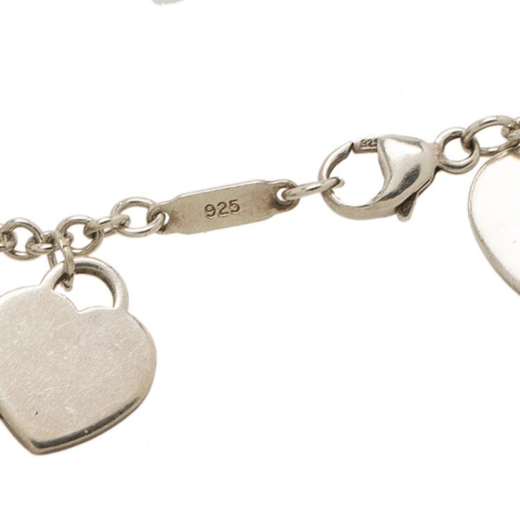 Pre Owned Tiffany & Co. Return to Tiffany Mini Heart Tag Silver Charm Bracelet 18cm