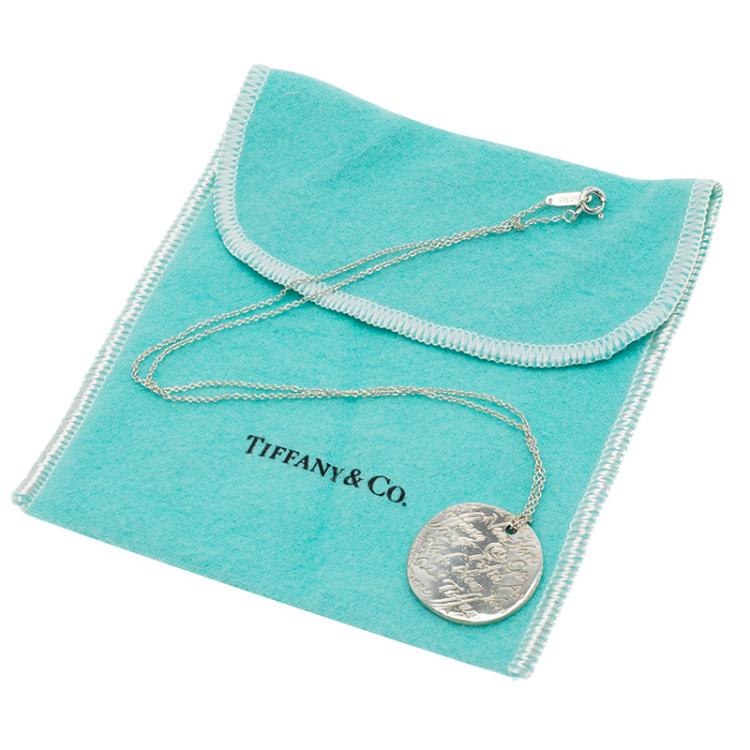 Pre Owned Tiffany & Co. Tiffany Notes Round Silver Pendant Chain Necklace