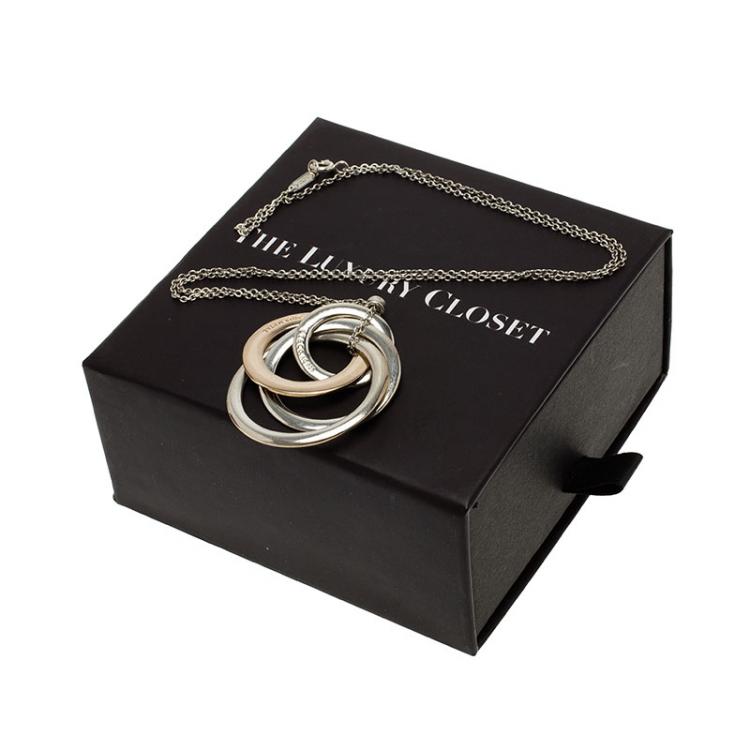 Pre Owned Tiffany &  Co. Tiffany 1837 Rubedo Silver Interlocking Circles Pendant Chain Necklace