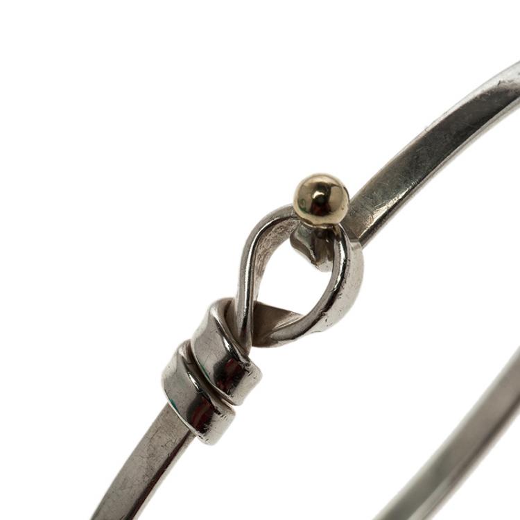 Pre Owned Tiffany & Co. Love Knot Hook Eye Silver & 18K Gold Bracelet 17cm