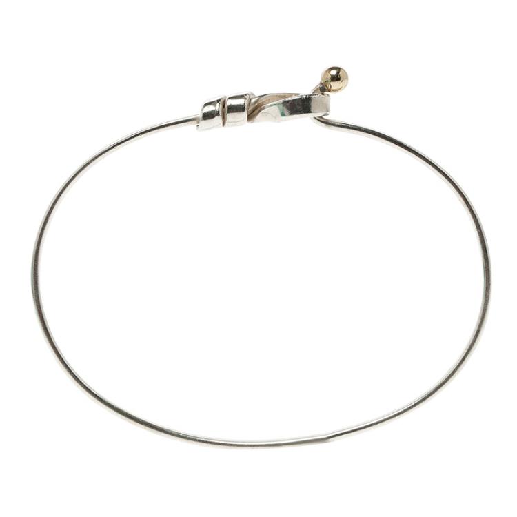 Pre Owned Tiffany & Co. Love Knot Hook Eye Silver & 18K Gold Bracelet 17cm