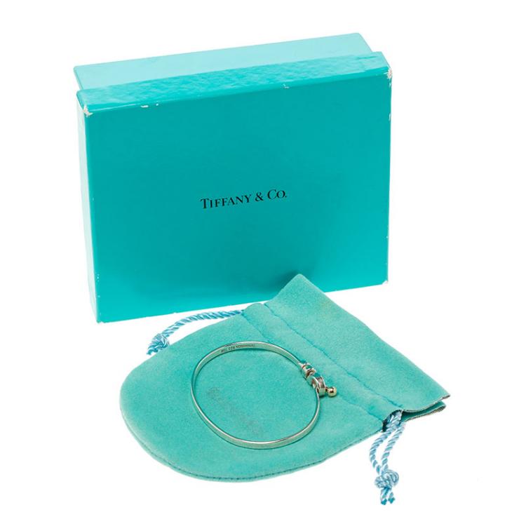 Pre Owned Tiffany & Co. Love Knot Hook Eye Silver & 18K Gold Bracelet 17cm