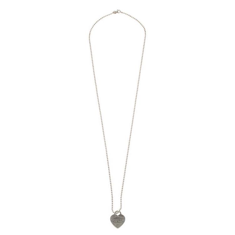 Pre Owned Tiffany & Co. Return to Tiffany Heart Tag Silver Beads Necklace