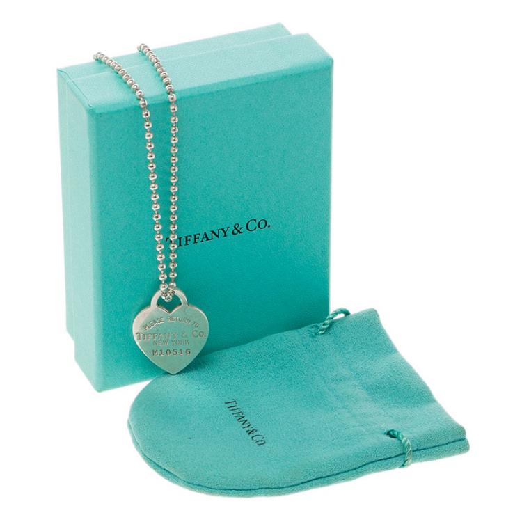 Pre Owned Tiffany & Co. Return to Tiffany Heart Tag Silver Beads Necklace