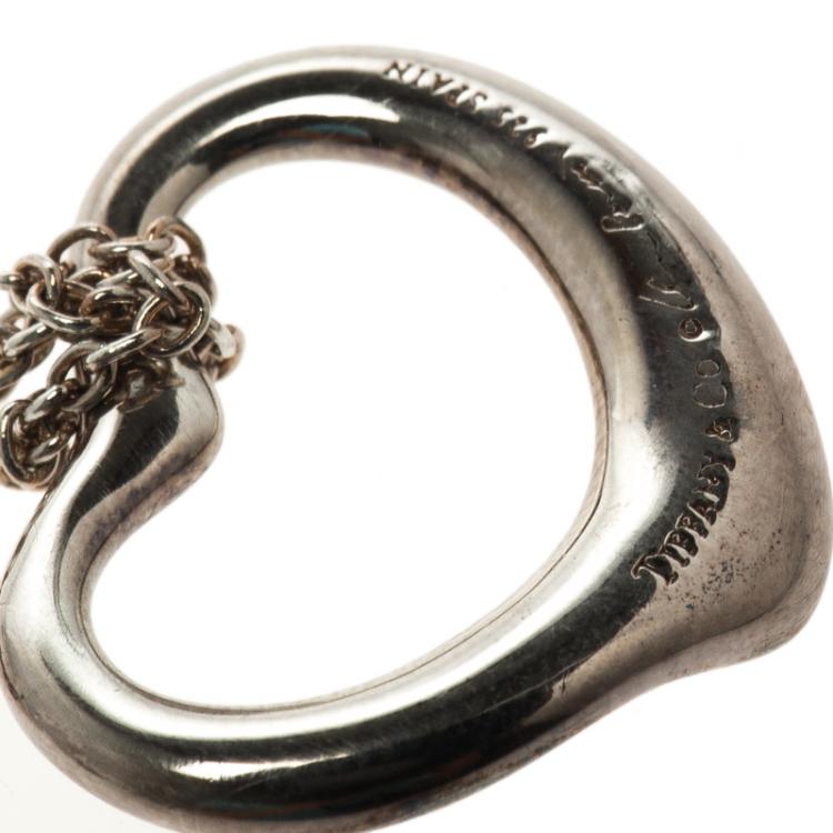 Pre Owned Tiffany & Co. Elsa Peretti Open Heart Silver Pendant Necklace