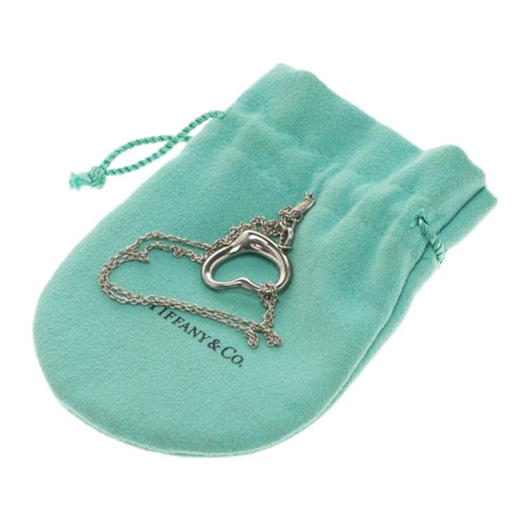 Pre Owned Tiffany & Co. Elsa Peretti Open Heart Silver Pendant Necklace