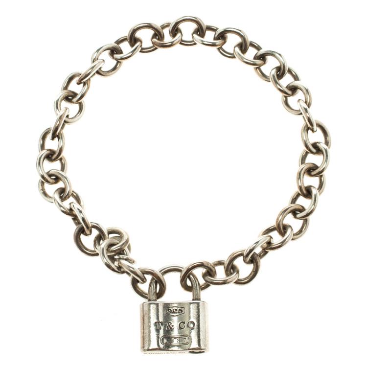 Pre Owned Tiffany & Co. Tiffany 1837 Silver Lock Bracelet 18cm