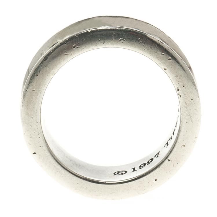 Pre Owned Tiffany & Co. 1837 Silver Band Ring Size 50