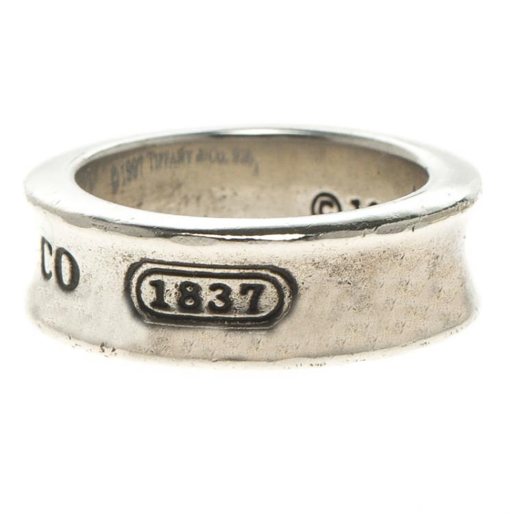 Pre Owned Tiffany & Co. 1837 Silver Band Ring Size 50