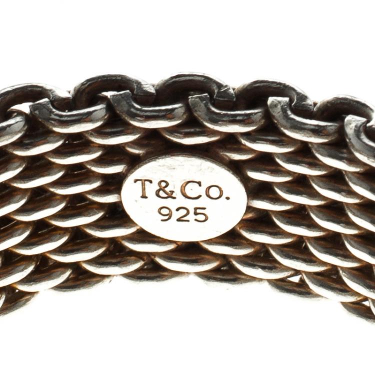 Pre Owned Tiffany & Co. Somerset Silver Band Ring Size 60