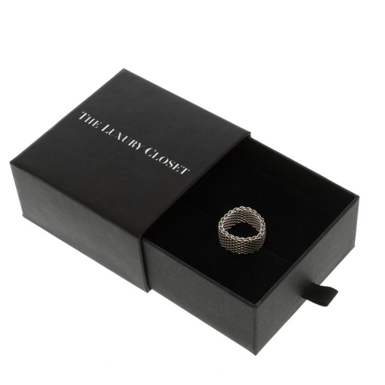 Pre Owned Tiffany & Co. Somerset Silver Band Ring Size 60