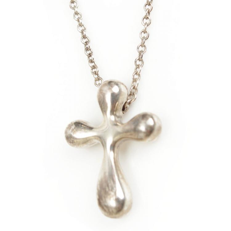 tiffany silver cross and chain