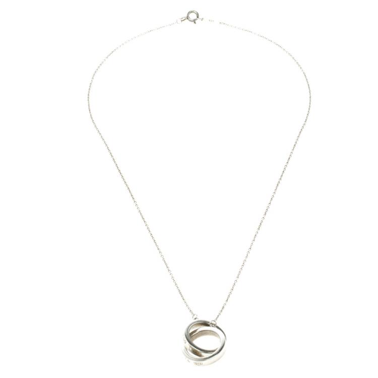 Pre Owned Tiffany & Co. Interlocking Circles Silver Pendant Necklace