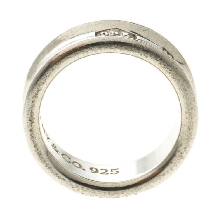 Pre Owned Tiffany & Co. Tiffany 1837 Silver Band Ring Size 53