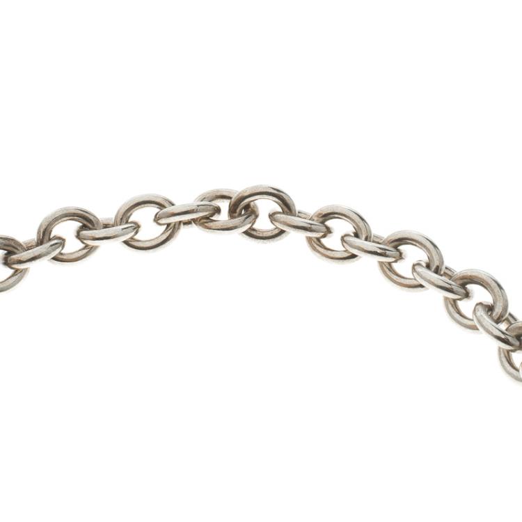 Pre Owned Tiffany & Co Return To Tiffany Oval Tag Silver Necklace 