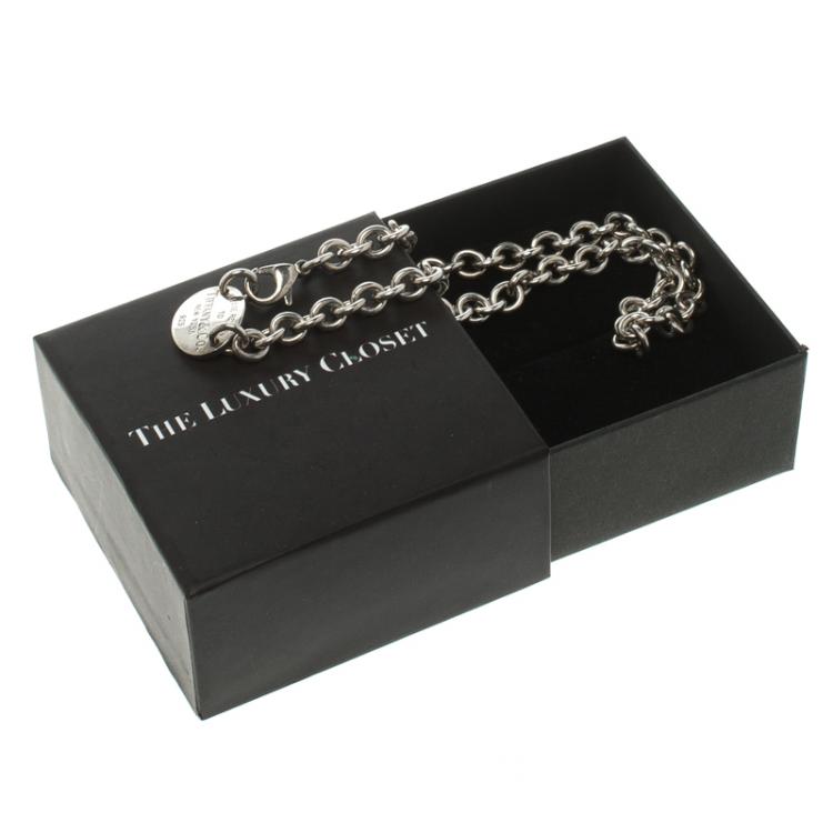 Pre Owned Tiffany & Co Return To Tiffany Oval Tag Silver Necklace 
