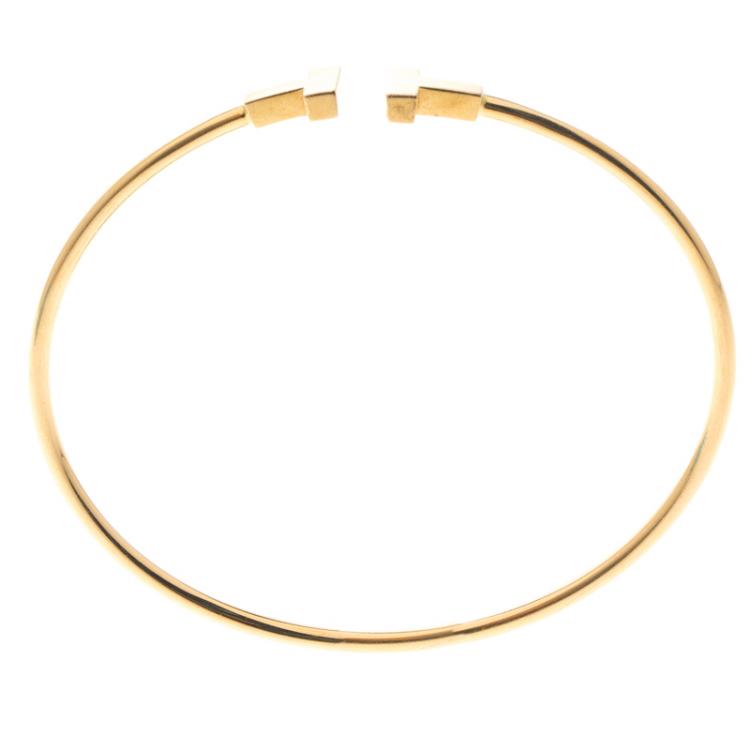 Pre Owned Tiffany & Co. T Narrow Wire Rose Gold Bracelet