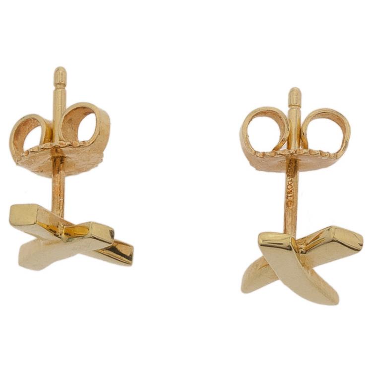 Pre Owned Tiffany & Co. Paloma's X Yellow Gold Mini Stud Earrings