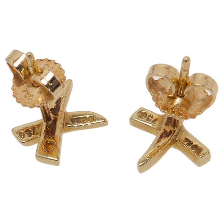 Pre Owned Tiffany & Co. Paloma's X Yellow Gold Mini Stud Earrings