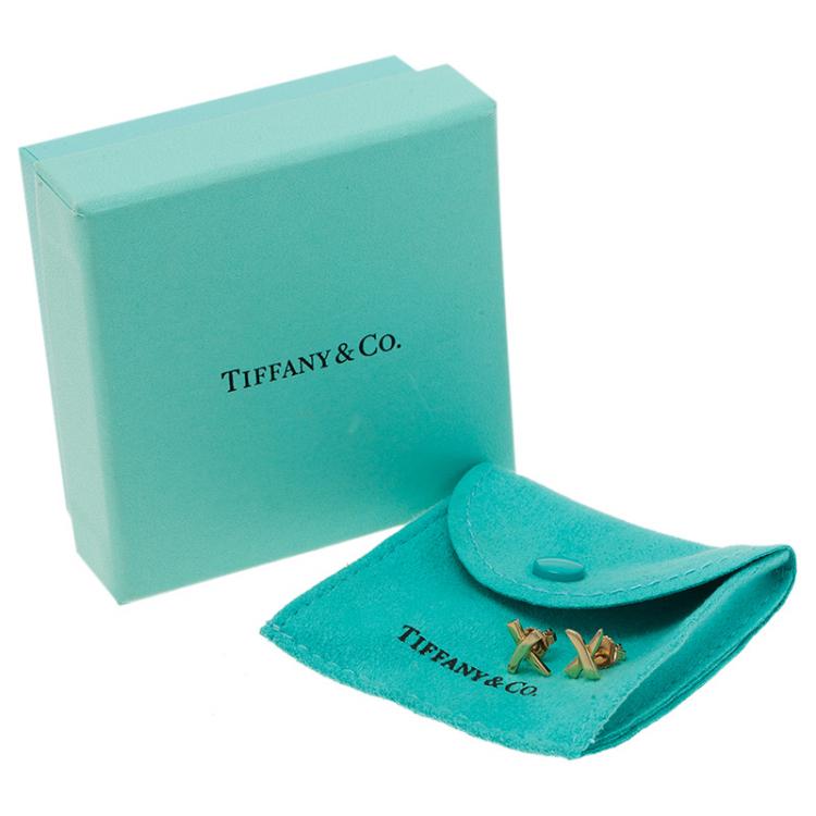 Pre Owned Tiffany & Co. Paloma's X Yellow Gold Mini Stud Earrings