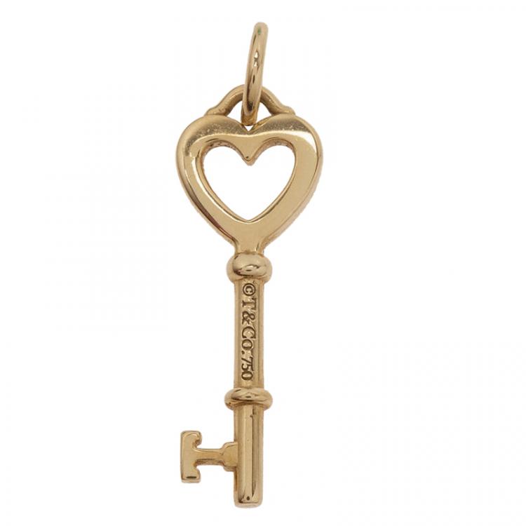 Pre Owned Tiffany & Co. Key Heart Yellow Gold Pendant