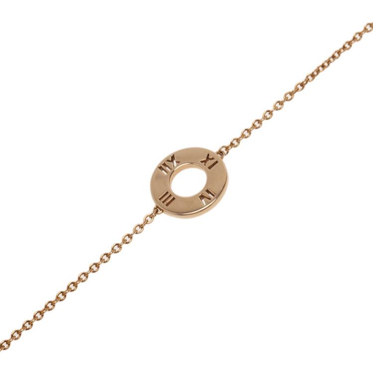 Pre Owned Tiffany & Co. Atlas Pierced Rose Gold Diamond Bracelet