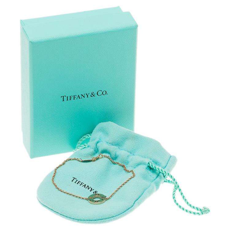 Pre Owned Tiffany & Co. Atlas Pierced Rose Gold Diamond Bracelet