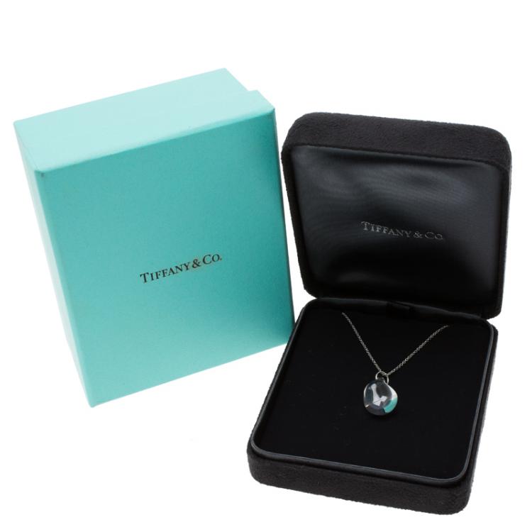 Pre Owned Tiffany & Co. Elsa Peretti Teardrop Rock Crystal Platinum Necklace 