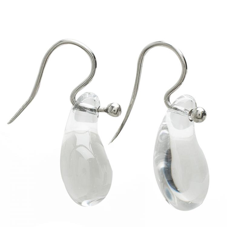 Pre Owned Tiffany & Co. Elsa Peretti Teardrop Rock Crystal Platinum Earrings