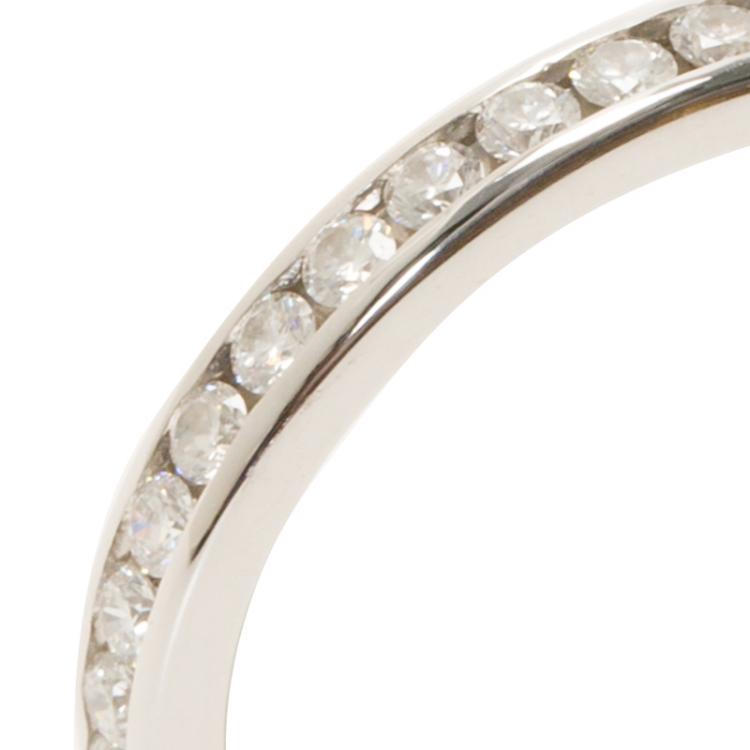 Pre Owned Tiffany & Co. Diamond Platinum Wedding Band Ring Size 50.5