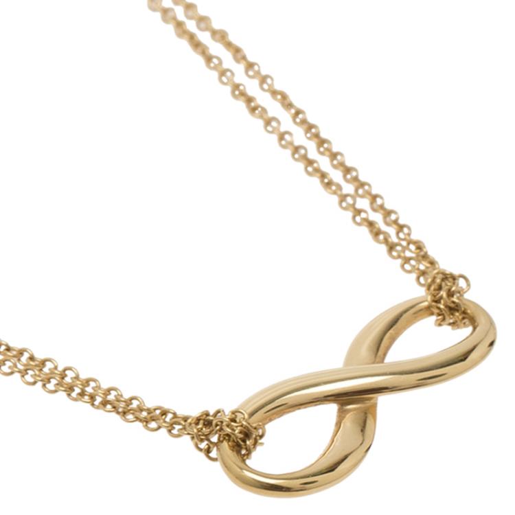 Pre Owned Tiffany & Co. Infinity Yellow Gold Pendant Necklace