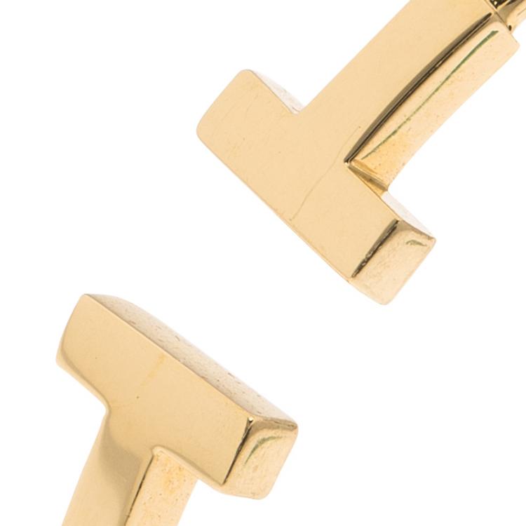 Pre Owned Tiffany & Co. T Yellow Gold Narrow Wire Bracelet