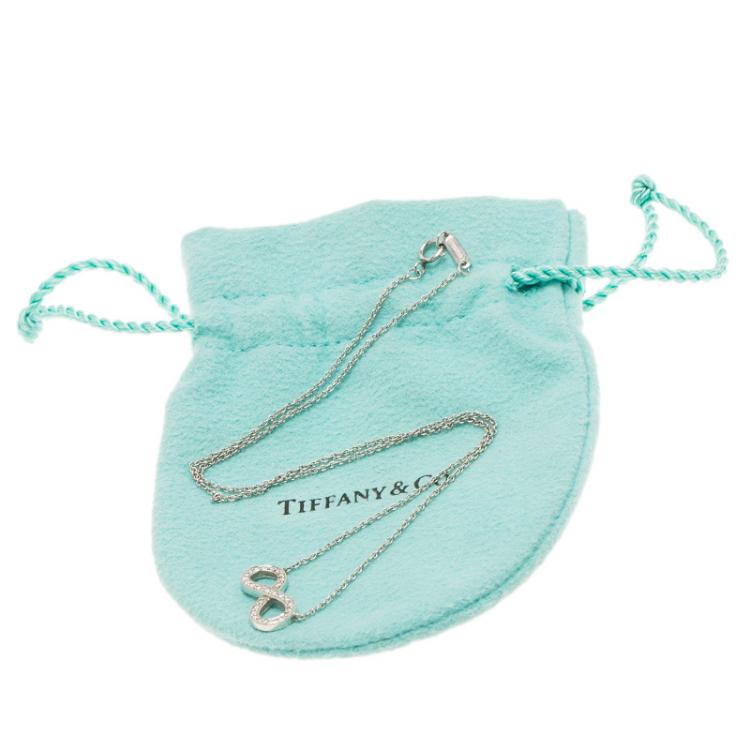 Pre Owned Tiffany & Co. Infinity Diamond & Platinum Pendant Chain Necklace